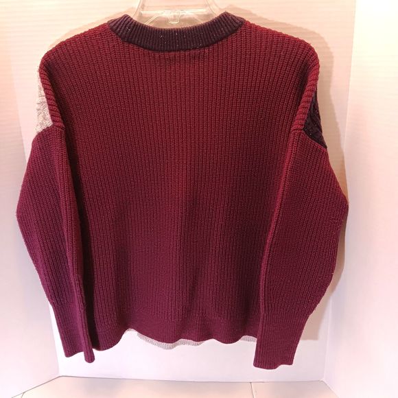 Lands End Sweater Mens S Colorblock Cable Knit Patchwork Grandpa Wool Blend - Picture 7 of 9